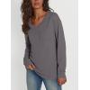 imageTrendy Queen Womens Long Sleeve Tops Casual Shirts V Neck Clothing Fall Fashion Clothes with PocketGrey