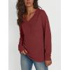 imageTrendy Queen Womens Long Sleeve Tops Casual Shirts V Neck Clothing Fall Fashion Clothes with PocketWine Red