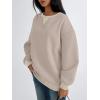 imageTrendy Queen Womens Oversized Color Block Fleeced Crewneck SweatshirtCoffee Grey