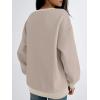 imageTrendy Queen Womens Oversized Color Block Fleeced Crewneck SweatshirtCoffee Grey