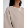 imageTrendy Queen Womens Oversized Color Block Fleeced Crewneck SweatshirtCoffee Grey