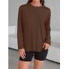 imageTrendy Queen Womens Oversized Long Sleeve T Shirts 2025 Basic Crewneck Tee Fall Tops Casual Workout Y2K ClothesBrown