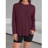 imageTrendy Queen Womens Oversized Long Sleeve T Shirts 2025 Basic Crewneck Tee Fall Tops Casual Workout Y2K ClothesBurgundy