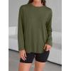 imageTrendy Queen Womens Oversized Long Sleeve T Shirts 2025 Basic Crewneck Tee Fall Tops Casual Workout Y2K ClothesDarkgreen