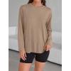 imageTrendy Queen Womens Oversized Long Sleeve T Shirts 2025 Basic Crewneck Tee Fall Tops Casual Workout Y2K ClothesKhaki
