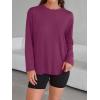 imageTrendy Queen Womens Oversized Long Sleeve T Shirts 2025 Basic Crewneck Tee Fall Tops Casual Workout Y2K ClothesWine