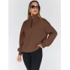 imageTrendy Queen Womens Oversized Sweatshirts Fall Fashion Hoodies Half Zip Pullover Long Sleeve Shirts Clothes OutfitsBrown