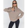 imageTrendy Queen Womens Oversized Sweatshirts Fall Fashion Hoodies Half Zip Pullover Long Sleeve Shirts Clothes OutfitsCoffeegrey