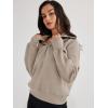 imageTrendy Queen Womens Oversized Sweatshirts Half Zip Pullover Long Sleeve Quarter Zip Hoodies Teen Girls Fall Y2K ClothesKhaki
