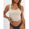 imageTrendy Queen Womens Summer Square Neck Tank Tops Workout Cropped Ribbed Summer Camisole Sleeveless Clothes 2025Apricot