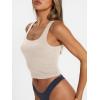 imageTrendy Queen Womens Summer Square Neck Tank Tops Workout Cropped Ribbed Summer Camisole Sleeveless Clothes 2025Apricot