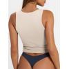 imageTrendy Queen Womens Summer Square Neck Tank Tops Workout Cropped Ribbed Summer Camisole Sleeveless Clothes 2025Apricot
