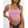 imageTrendy Queen Womens Summer Square Neck Tank Tops Workout Cropped Ribbed Summer Camisole Sleeveless Clothes 2025Babypink