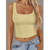 imageTrendy Queen Womens Summer Square Neck Tank Tops Workout Cropped Ribbed Summer Camisole Sleeveless Clothes 2025Beige