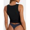 imageTrendy Queen Womens Summer Square Neck Tank Tops Workout Cropped Ribbed Summer Camisole Sleeveless Clothes 2025Black