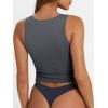 imageTrendy Queen Womens Summer Square Neck Tank Tops Workout Cropped Ribbed Summer Camisole Sleeveless Clothes 2025Blackgrey