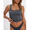 imageTrendy Queen Womens Summer Square Neck Tank Tops Workout Cropped Ribbed Summer Camisole Sleeveless Clothes 2025Blackgrey