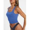 imageTrendy Queen Womens Summer Square Neck Tank Tops Workout Cropped Ribbed Summer Camisole Sleeveless Clothes 2025Blue