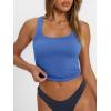 imageTrendy Queen Womens Summer Square Neck Tank Tops Workout Cropped Ribbed Summer Camisole Sleeveless Clothes 2025Blue