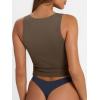 imageTrendy Queen Womens Summer Square Neck Tank Tops Workout Cropped Ribbed Summer Camisole Sleeveless Clothes 2025Coffee