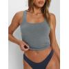 imageTrendy Queen Womens Summer Square Neck Tank Tops Workout Cropped Ribbed Summer Camisole Sleeveless Clothes 2025Gray