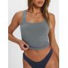 imageTrendy Queen Womens Summer Square Neck Tank Tops Workout Cropped Ribbed Summer Camisole Sleeveless Clothes 2025Gray