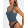 imageTrendy Queen Womens Summer Square Neck Tank Tops Workout Cropped Ribbed Summer Camisole Sleeveless Clothes 2025Grey Blue