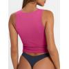 imageTrendy Queen Womens Summer Square Neck Tank Tops Workout Cropped Ribbed Summer Camisole Sleeveless Clothes 2025Hot Pink