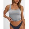 imageTrendy Queen Womens Summer Square Neck Tank Tops Workout Cropped Ribbed Summer Camisole Sleeveless Clothes 2025Light Gray