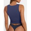 imageTrendy Queen Womens Summer Square Neck Tank Tops Workout Cropped Ribbed Summer Camisole Sleeveless Clothes 2025Navy