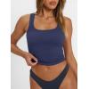 imageTrendy Queen Womens Summer Square Neck Tank Tops Workout Cropped Ribbed Summer Camisole Sleeveless Clothes 2025Navy