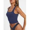 imageTrendy Queen Womens Summer Square Neck Tank Tops Workout Cropped Ribbed Summer Camisole Sleeveless Clothes 2025Navy