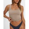 imageTrendy Queen Womens Summer Square Neck Tank Tops Workout Cropped Ribbed Summer Camisole Sleeveless Clothes 2025Nude