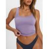 imageTrendy Queen Womens Summer Square Neck Tank Tops Workout Cropped Ribbed Summer Camisole Sleeveless Clothes 2025Purple