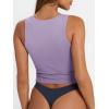 imageTrendy Queen Womens Summer Square Neck Tank Tops Workout Cropped Ribbed Summer Camisole Sleeveless Clothes 2025Purple