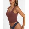 imageTrendy Queen Womens Summer Square Neck Tank Tops Workout Cropped Ribbed Summer Camisole Sleeveless Clothes 2025Rust