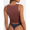 imageTrendy Queen Womens Summer Square Neck Tank Tops Workout Cropped Ribbed Summer Camisole Sleeveless Clothes 2025Rust
