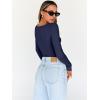 imageTrendy Queen Womens Tops Trendy Fashion Clothes Going Out Long Sleeve Shirts V Neck Basic Y2K Cute Shirt Slim Fitted CorsetNavy