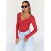 imageTrendy Queen Womens Tops Trendy Fashion Clothes Going Out Long Sleeve Shirts V Neck Basic Y2K Cute Shirt Slim Fitted CorsetRed