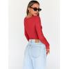 imageTrendy Queen Womens Tops Trendy Fashion Clothes Going Out Long Sleeve Shirts V Neck Basic Y2K Cute Shirt Slim Fitted CorsetRed