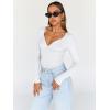 imageTrendy Queen Womens Tops Trendy Fashion Clothes Going Out Long Sleeve Shirts V Neck Basic Y2K Cute Shirt Slim Fitted CorsetWhite