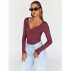 imageTrendy Queen Womens Tops Trendy Fashion Clothes Going Out Long Sleeve Shirts V Neck Basic Y2K Cute Shirt Slim Fitted CorsetWine Red