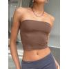 imageTrendy Queen Womens Tube Tops Strapless Crop Tops Basic Backless Sleeveless Bandeau Going Out Cute 2025 Summer OutfitsCoffee