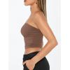 imageTrendy Queen Womens Tube Tops Strapless Crop Tops Basic Backless Sleeveless Bandeau Going Out Cute 2025 Summer OutfitsCoffee