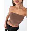 imageTrendy Queen Womens Tube Tops Strapless Crop Tops Basic Backless Sleeveless Bandeau Going Out Cute 2025 Summer OutfitsCoffee