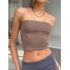 imageTrendy Queen Womens Tube Tops Strapless Crop Tops Basic Backless Sleeveless Bandeau Going Out Cute 2025 Summer OutfitsCoffee Grey