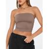 imageTrendy Queen Womens Tube Tops Strapless Crop Tops Basic Backless Sleeveless Bandeau Going Out Cute 2025 Summer OutfitsCoffee Grey