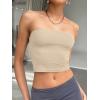 imageTrendy Queen Womens Tube Tops Strapless Crop Tops Basic Backless Sleeveless Bandeau Going Out Cute 2025 Summer OutfitsKhaki