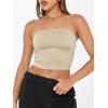 imageTrendy Queen Womens Tube Tops Strapless Crop Tops Basic Backless Sleeveless Bandeau Going Out Cute 2025 Summer OutfitsKhaki