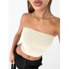 imageTrendy Queen Womens Tube Tops Strapless Crop Tops Basic Backless Sleeveless Bandeau Going Out Cute 2025 Summer OutfitsLight Apricot
